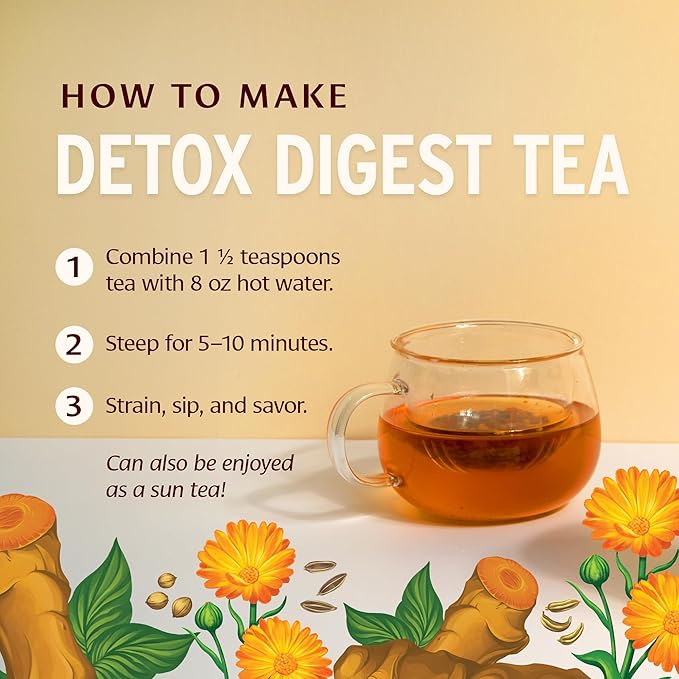 Banyan Botanicals Organic Detox Digest CCF Tea, 2 oz - Herbal Loose Leaf Tea with Turmeric & Ginger for Digestion & Cleansing - Non-GMO