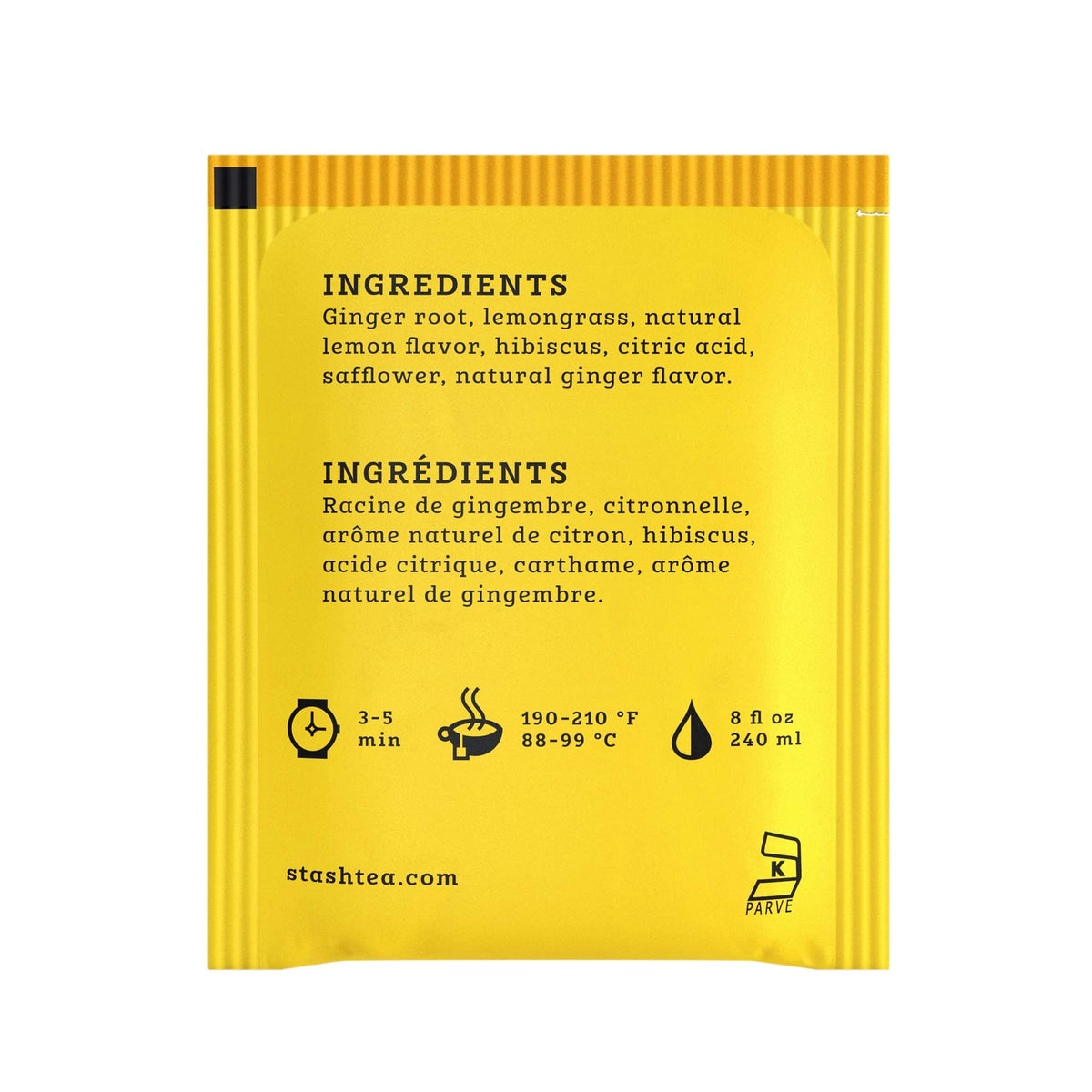 Stash Tea Lemon Ginger Vitality Herbal Tea - Naturally Caffeine Free, Non-GMO Project Verified Premium Tea with No Artificial