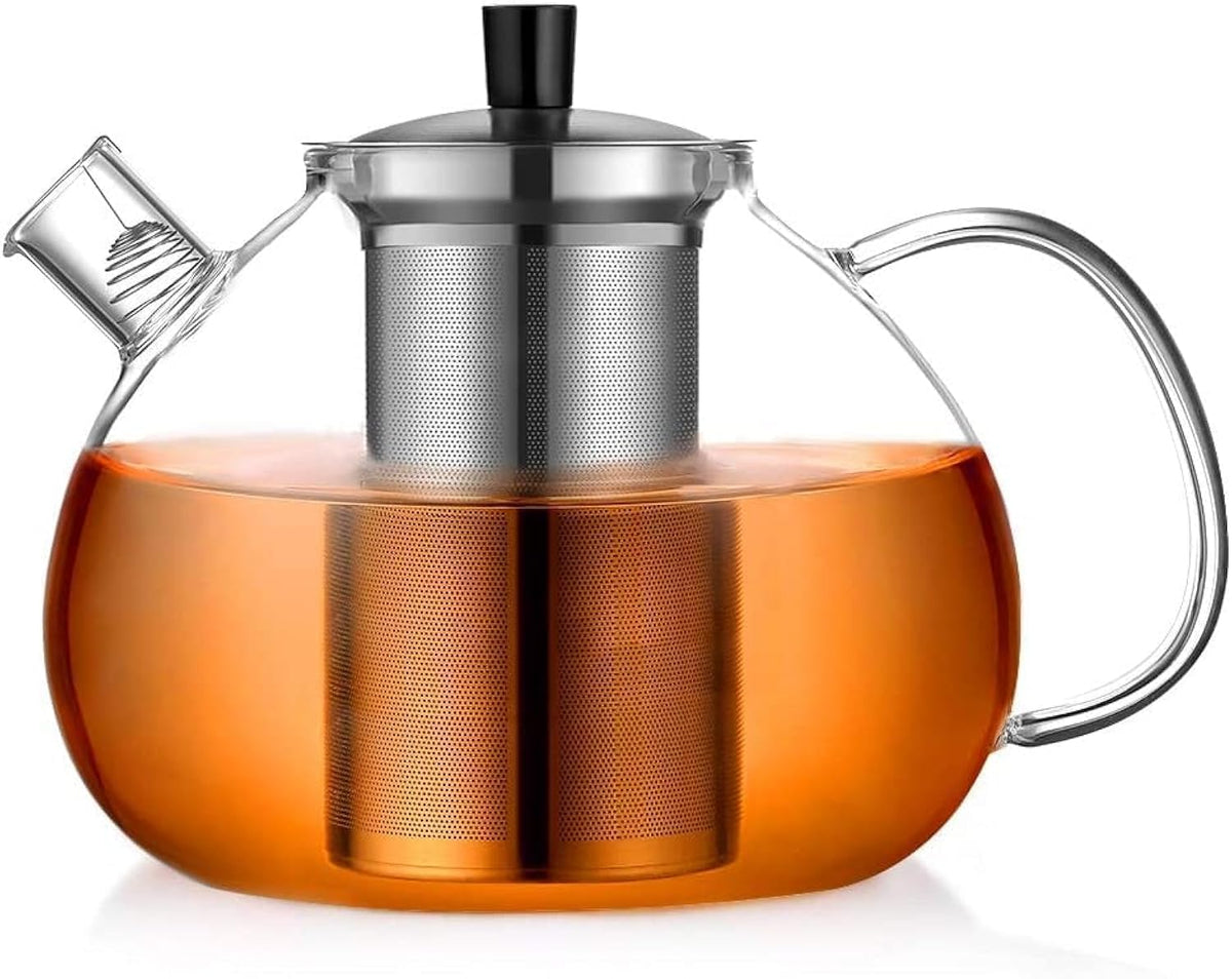 ecooe 67oz XL Large Glass Teapot with Stainless Steel Infuser Stovetop Safe