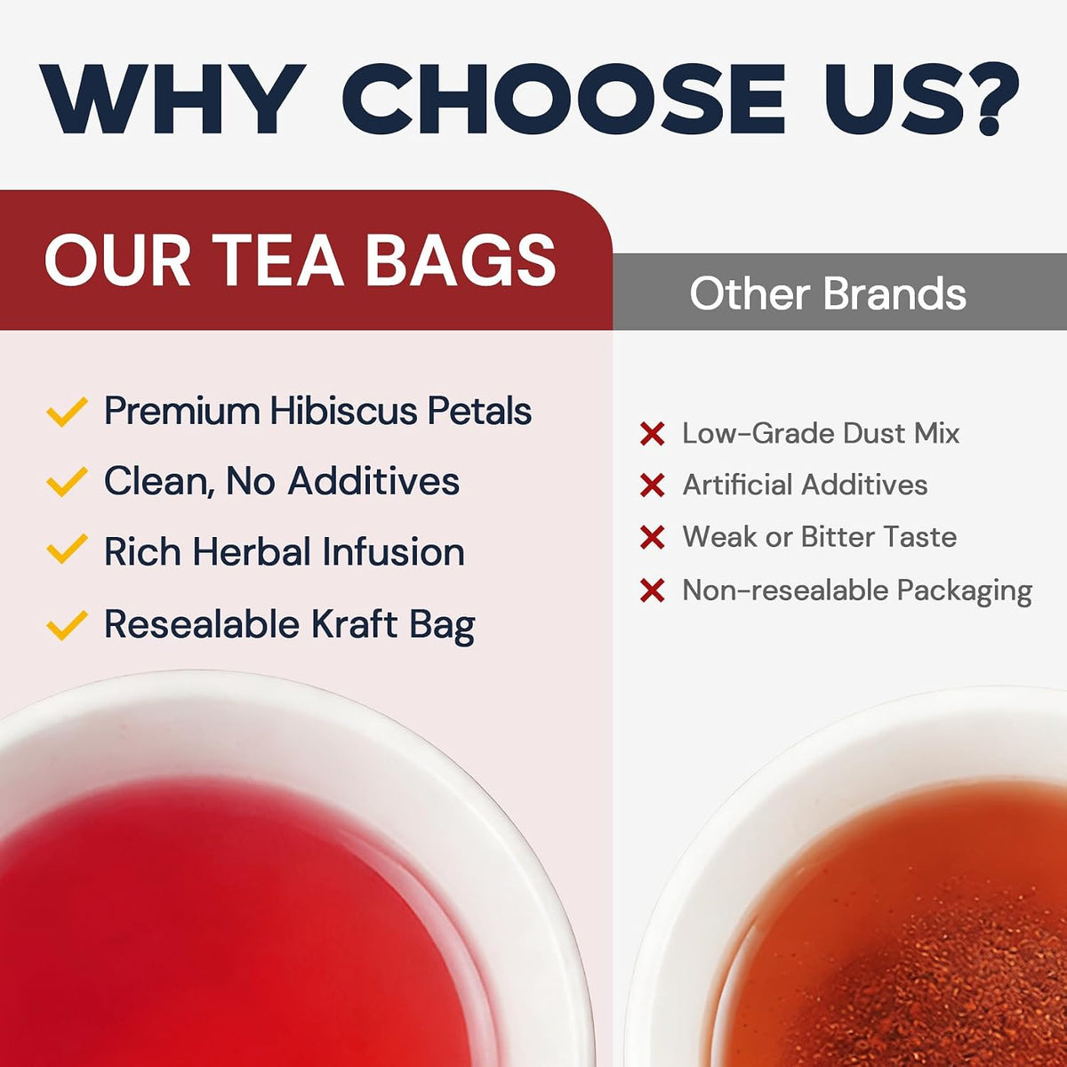 Hibiscus Tea Bags, Hibiscus Flower Herbal Tea - 50 Teabags