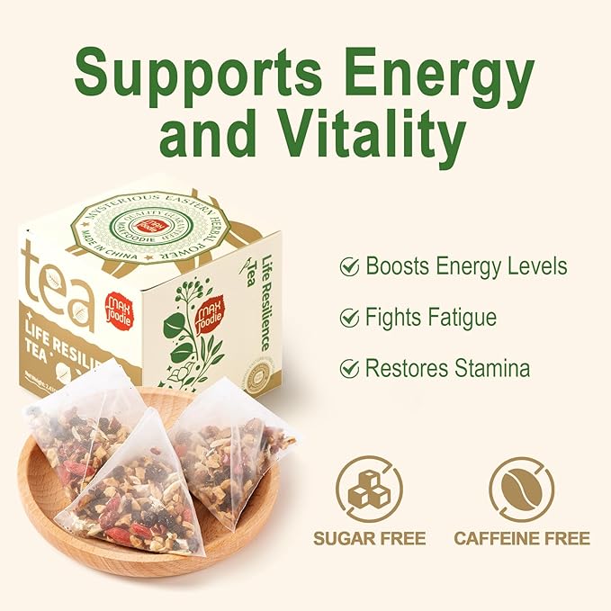 MAX FOODIE Life Resilience Tea, Rose Black Goji Berry Blend, 7 Count Tea Bags, Natural Herbal Energy Tea for Hot Brewing - 7 tea bags (70g, 10g/bag)