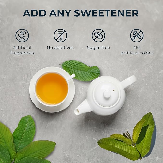 Guava Leaf Tea Bags - 55 Count (+5 Tea Bags) - 4.06 oz with Bamboo Tong, Handpicked & No Sugar Added, No Caffeine, Re-Steep Herbal Tea