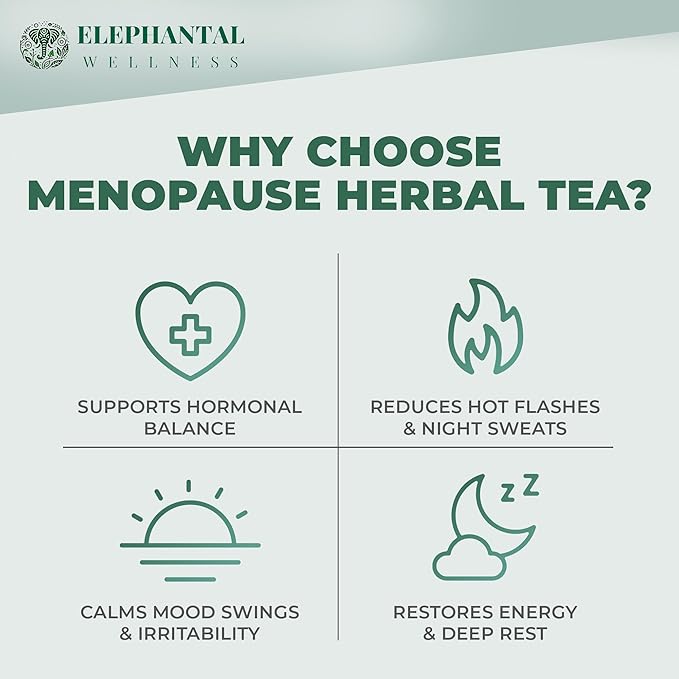 Elephantal Wellness Herbal Tea – Chaste Berry, Red Clover, Black Cohosh & Valerian – Caffeine-Free Loose Leaf, 2oz (20 Servings)