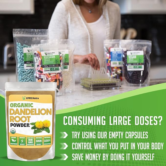 Xprs Nutra Organic Dandelion Root Powder - Vegan Friendly Antioxidant Power - Dandelion Root for Tea and Beverages