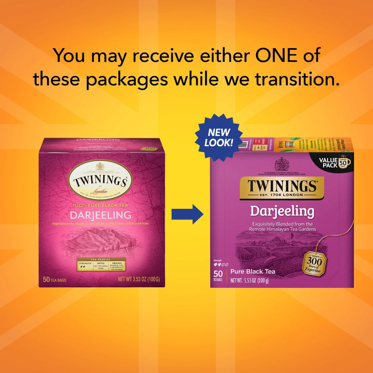 Twinings Darjeeling Black Tea 3-Pack, 50 Count Ea