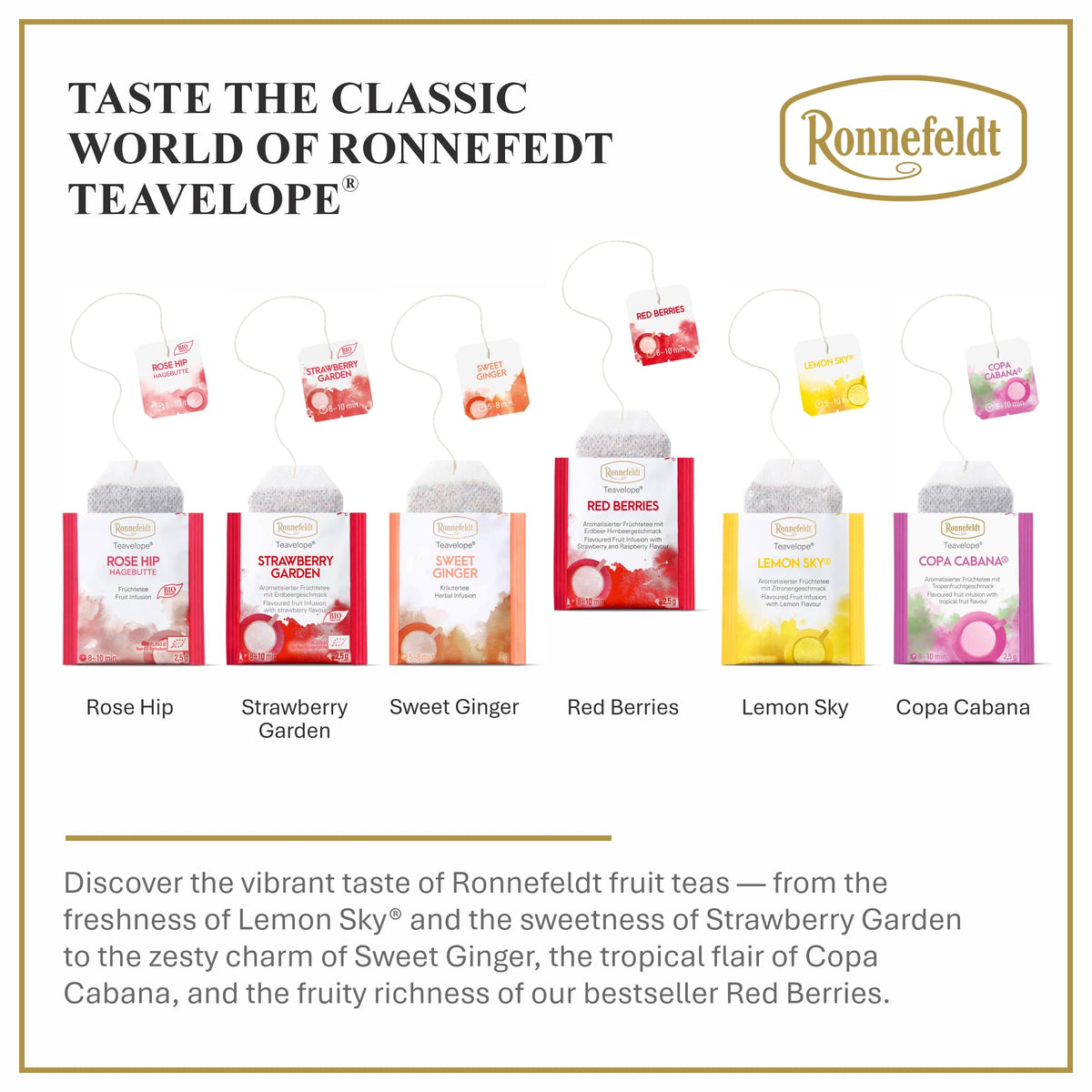 Ronnefeldt Teavelope Red Berries Fruit Tea Bags, Caffeine Free, 25 Ct
