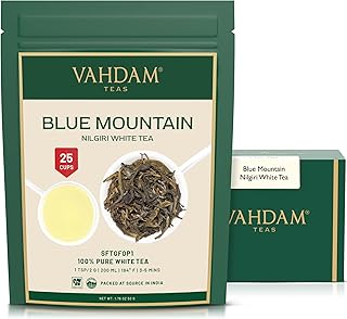 VAHDAM, Exotic White Tea Leaves From The Blue Mountains (25 Cups/1.76oz) 100% Pure White Tea Loose Leaf - Mellow & Delicious | Pure Unblended Loose Leaf Tea | Vacuum Sealed
