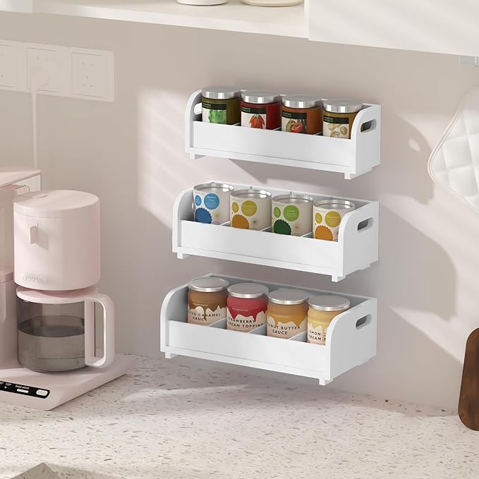 Wisuce Tea Holder for Tea Bags Organizer - White Bamboo Tea Organizer for Tea Bags 3-Tier Stackable Wall Mount Large Capacity Tea Storage Box to Pantry Countertop Kitchen Office