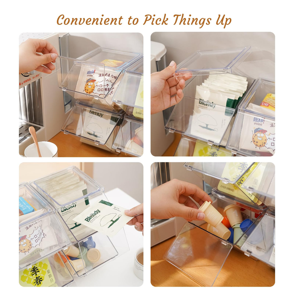 LLGWGL Front Opening Stackable Tea Bag Organizer, 4 Pack