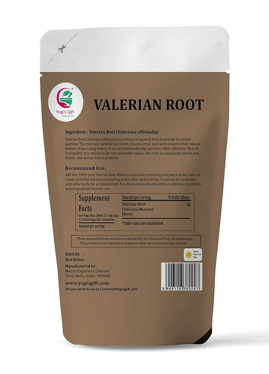Yogi's Gift Valerian Root Whole 4oz – 100% Natural, for Tea & Herbal Blends, Resealable Bag