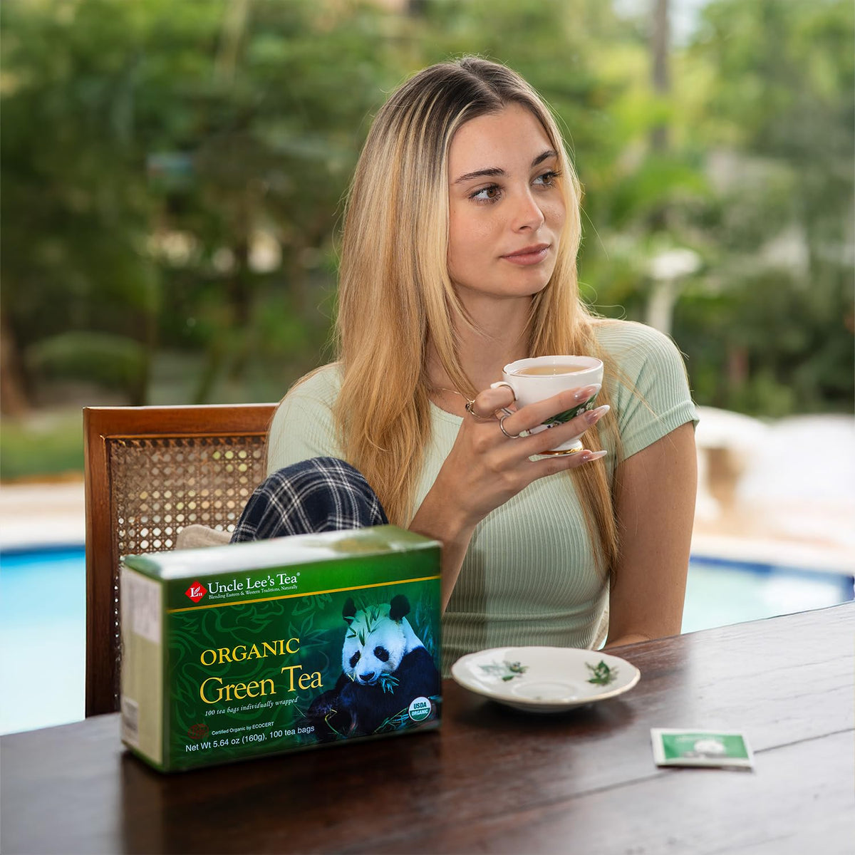 Uncle Lee's Organic Green Tea Bags 4-Pack, 106-Count Super Packs – Bright & Refreshing, Lightly Caffeinated Bulk Tea for Home, Office, Camping