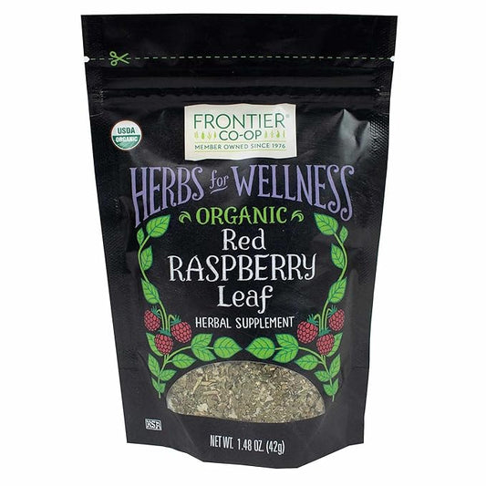 Frontier Co-op Organic Cut and Sifted Red Raspberry Leaf 1.48oz - For Red Raspberry Leaf Tea, Cafe, Restaurant Supply and More - Naturally Caffeine Free