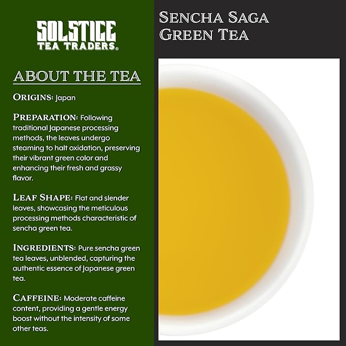 Solstice Loose Leaf Sencha Green Tea, 1 LB, Bulk 16-Ounces Japanese Style Green Sencha Tea - Approx 200+ Cups