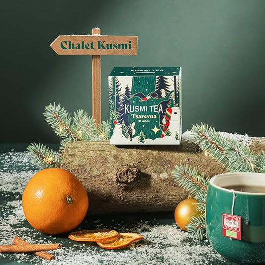 Kusmi Tea - Tsarevna Organic Christmas Tea - Flavoured Blend of Organic Black Tea, Orange and Christmas Spices - Box of 20 Tea Bags- Limited Edition - Christmas Gift