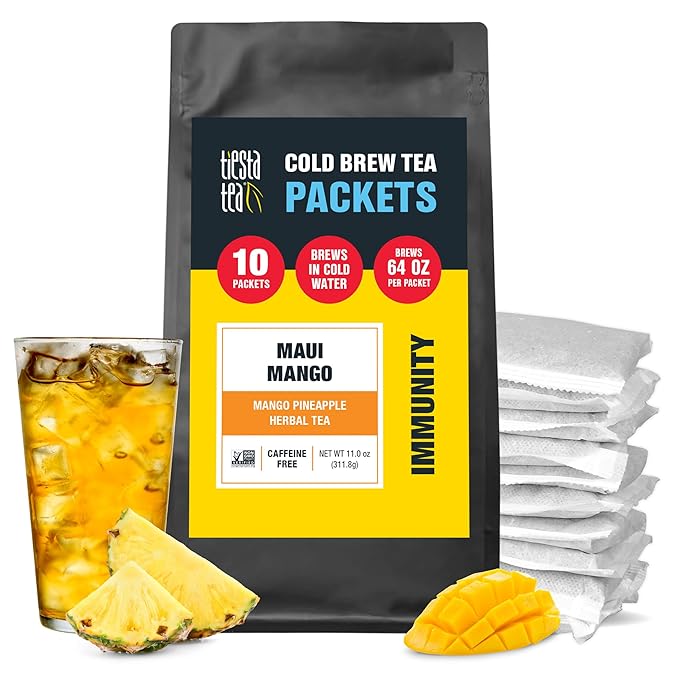 Tiesta Tea - Maui Mango Cold Brew, Loose Leaf, Mango Pineapple Herbal Tea, Premium Non-Caffeinated Blend, Cold Brew Packets