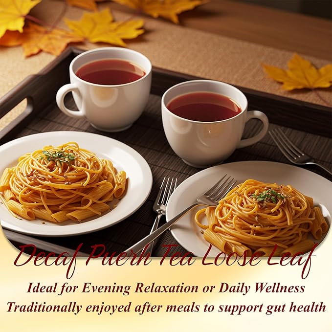 WT WEETEE Decaf Puerh Tea Loose Leaf, 110+ Cups Made of CO2-Decaffeinated Ripe Pu-erh Tea Leaves, Smooth & Sweet | Fermented Dark Tea