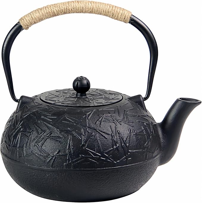 60.9oz YJX Cast Iron Teapot, Japanese Tetsubin Tea Kettle for Stovetop Safe, Cast Iron Tea Pot with Infuser for Loose Leaf, Black Kettle Teapot