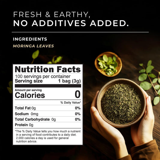 Moringa Tea Bags 100 Count - 100% Natural Caffeine Free Herbal Tea