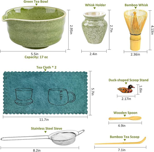 Matcha Set, 9 Pcs Japanese Matcha Whisk Set Matcha Tea Set for Traditional Tea Ceremony