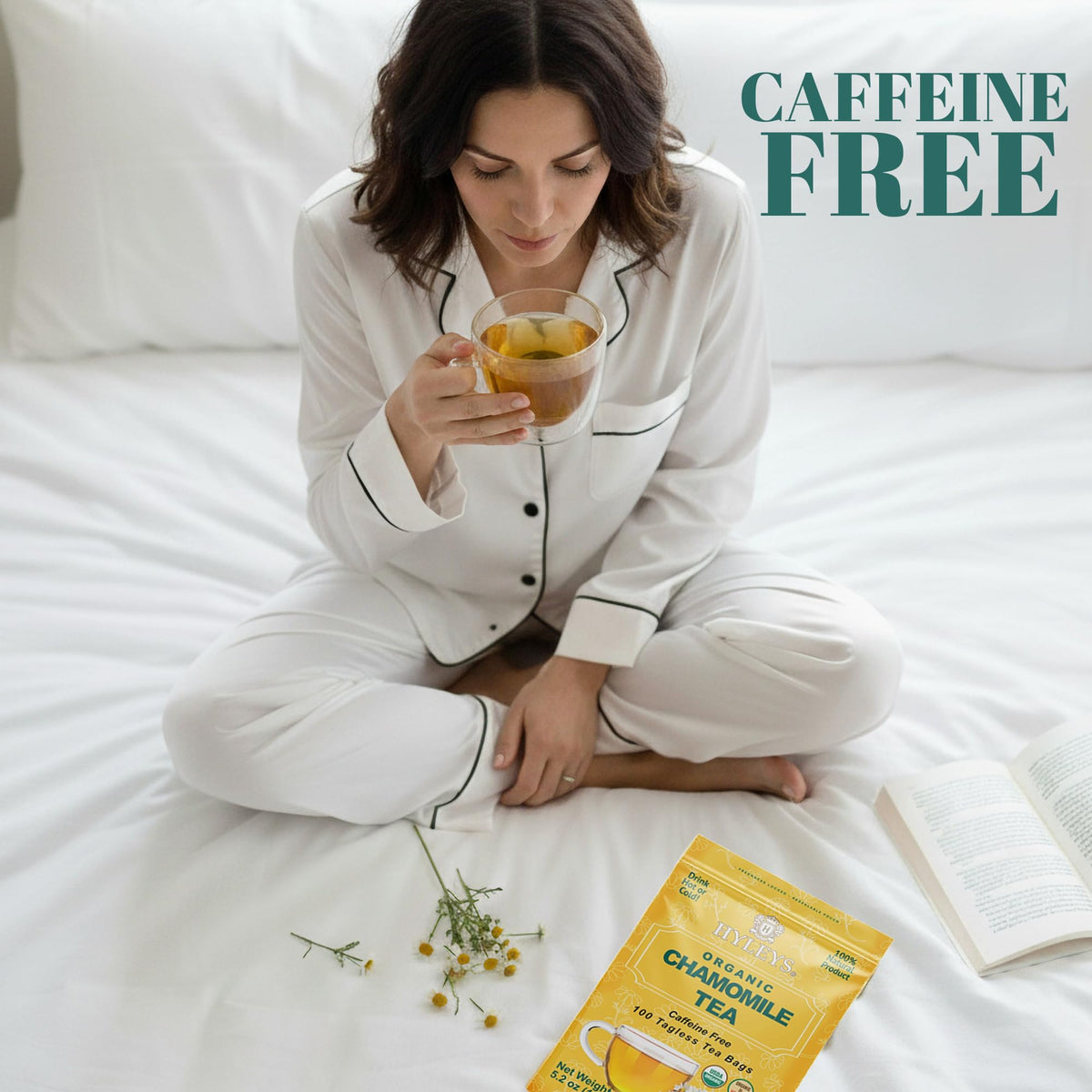 Hyleys Chamomile Tea Organic, Caffeine Free Herbal Tea, 100 Tea Bags