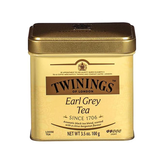 Twinings Earl Grey Loose Black Tea Tin, 3.53 Ounce Tin (Pack of 1), Flavoured with Citrus and Bergamot, Caffeinated, Enjoy Hot or Iced