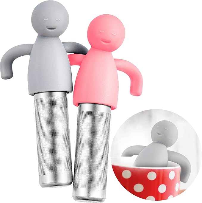 Hicarer 2 Pieces Tea Infuser for Loose Tea Cute Fine Mesh Tea Strainer Stainless Steel Tea Filter Ba
