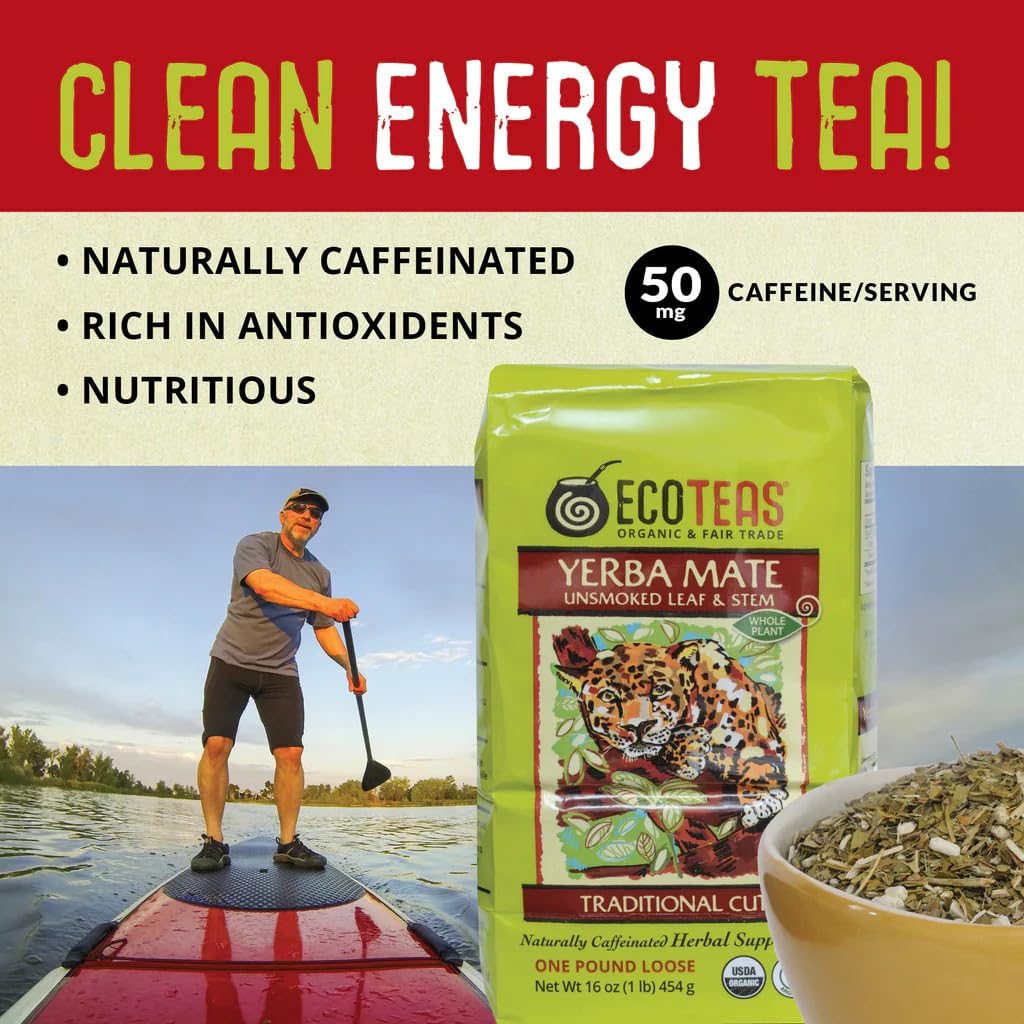 ECOTEAS Organic Yerba Mate Loose Tea Traditional Cut 1 lb Bag Pack of 2