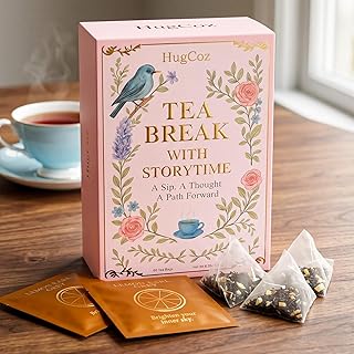 HugCoz Book Tea Gift Set | 60 Assorted Tea Bags | Christmas Day & Corporate Gifting Option | 12 Exotic Herbal Blends with Premium Whole Leaf in Eco-Friendly Pyramid Bags