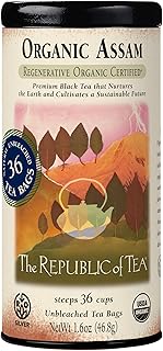 The Republic of Tea – Organic Assam, 36 Naturally Caffeinated Black Tea Bags, Regenerative Organic Certified