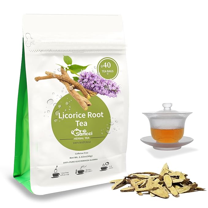 Samcci - Licorice Root Tea, Premium 40 Licorice Root Tea Bags -Natural Sweet - Non-GMO - Naturally Caffeine-free