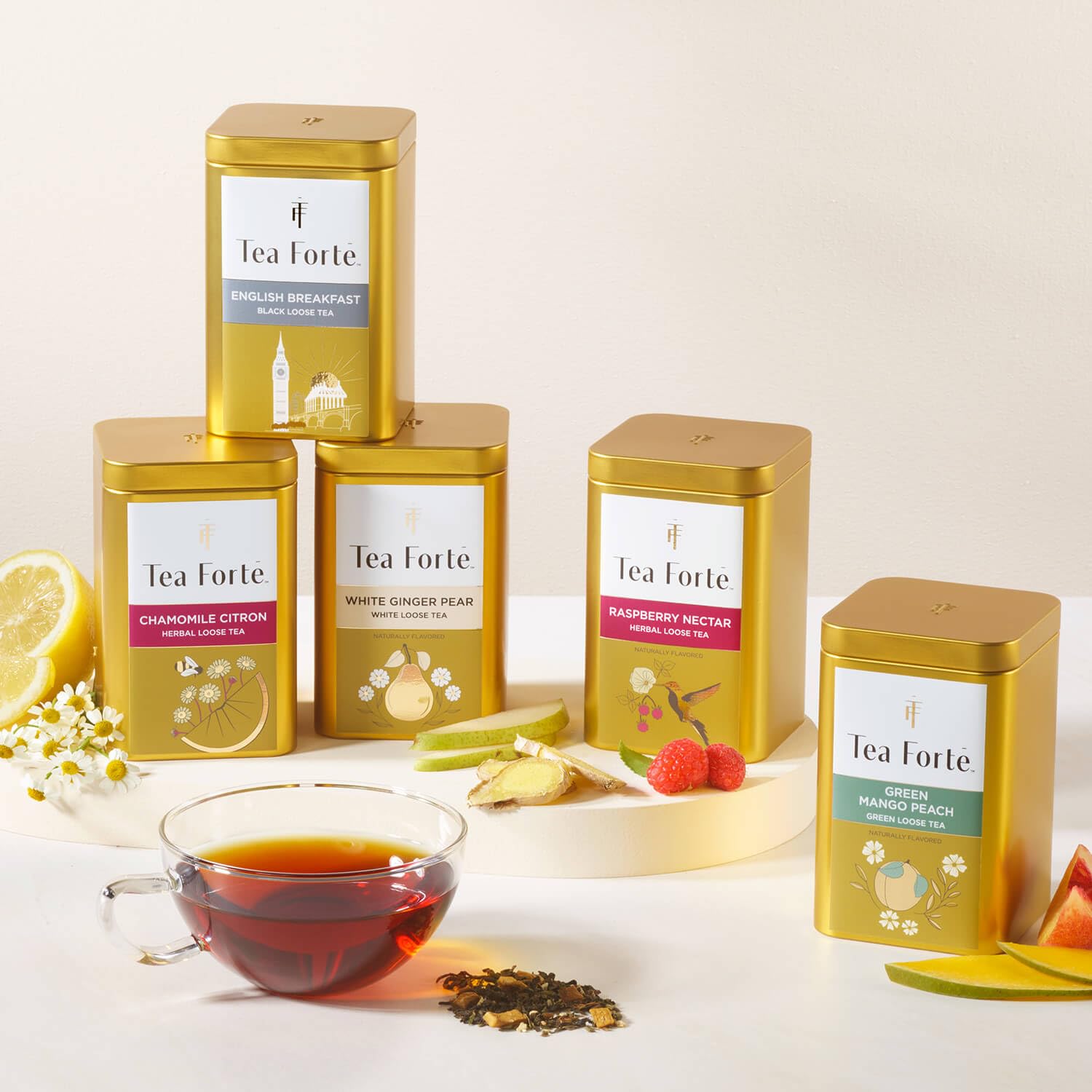 Tea Forte Oolong Créme Premium Loose Leaf Caffeinated Oolong Tea Blend Canister, Makes 35-50 Cups