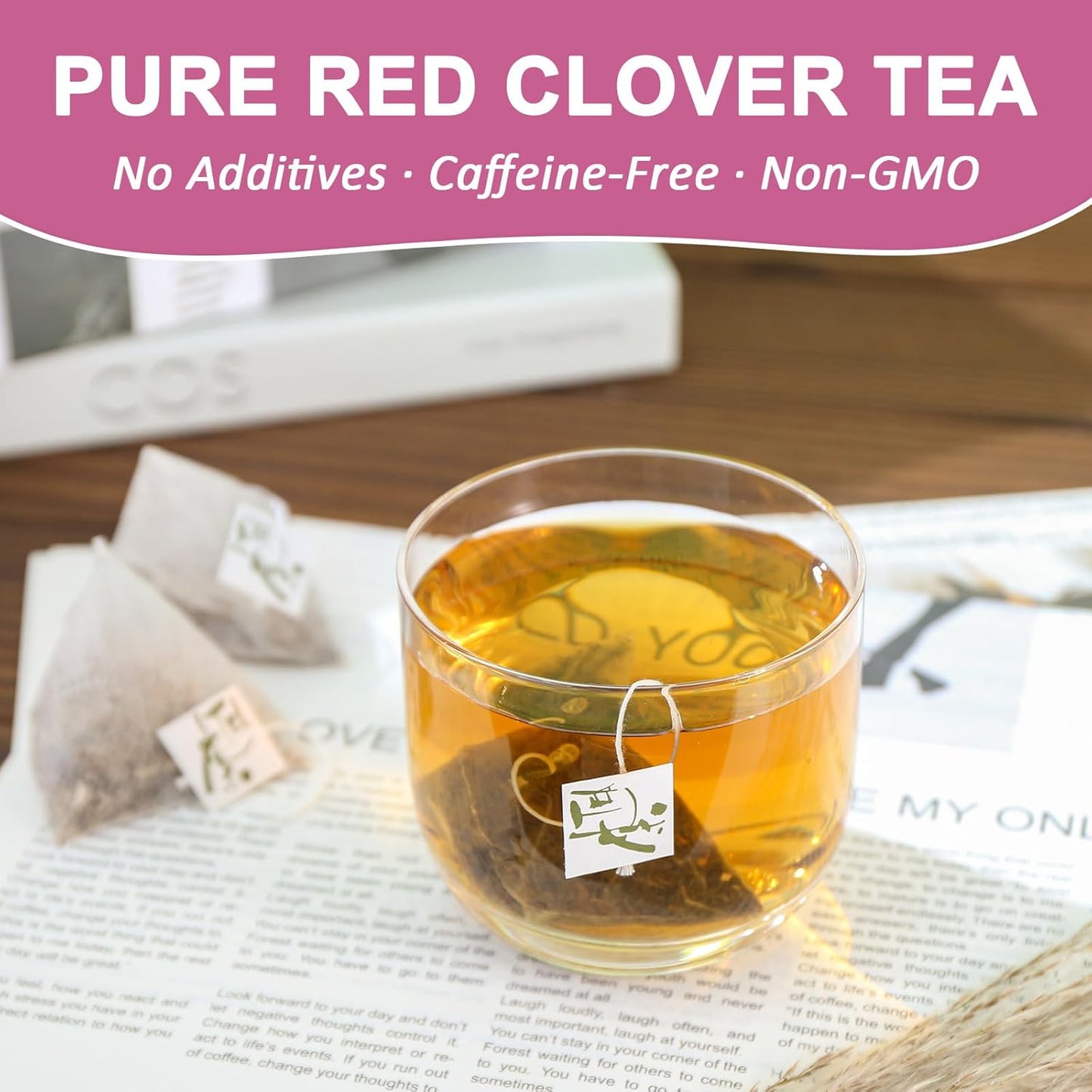 FullChea Red Clover Tea Bags, 50 Counts, Trébol Rojo, Non-GMO
