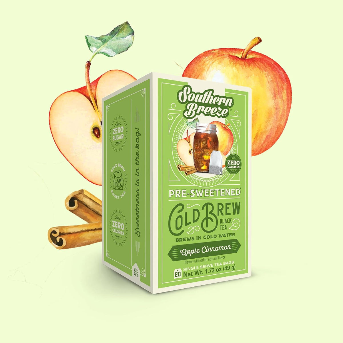 Southern Breeze Cold Brew Sweet Tea Apple Cinnamon Iced Tea, 20 Ct, 4 Pack