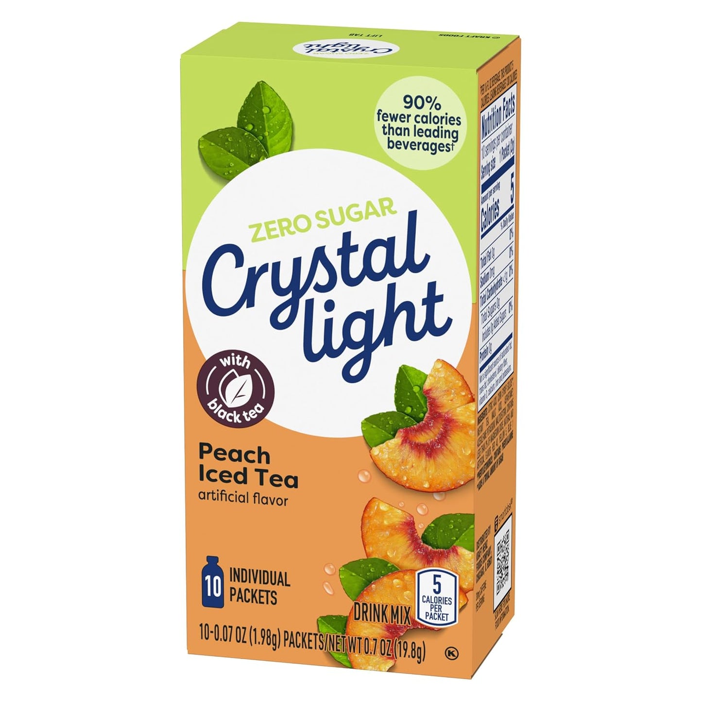 Crystal Light Drink Mix, 120 Packets, for Convenient On-the-Go Flavorful Hydration, Artificially Flavored Peach Iced Tea, Zero Sugar, 0.07 oz each