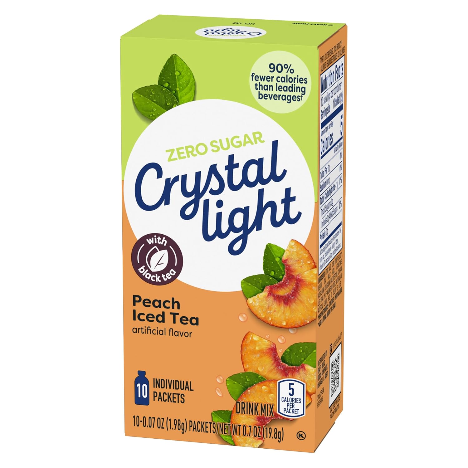 Crystal Light Drink Mix, 120 Packets, for Convenient On-the-Go Flavorful Hydration, Artificially Flavored Peach Iced Tea, Zero Sugar, 0.07 oz each