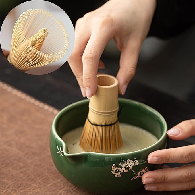 Matcha Whisk Set,8 Pcs Ceramic Matcha Set for Ceremony,Matcha Whisk kit with Bowl,Bamboo Whisk and Holder,Scoop,Sifter