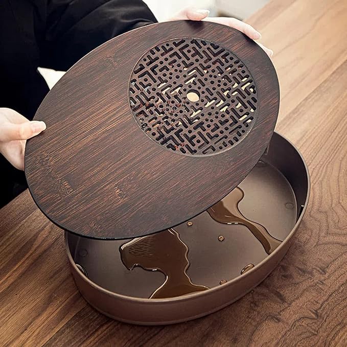 Bamboo Chinese Gongfu Tea Tray With Water Storage - Vintage Tea Set Table (Small)