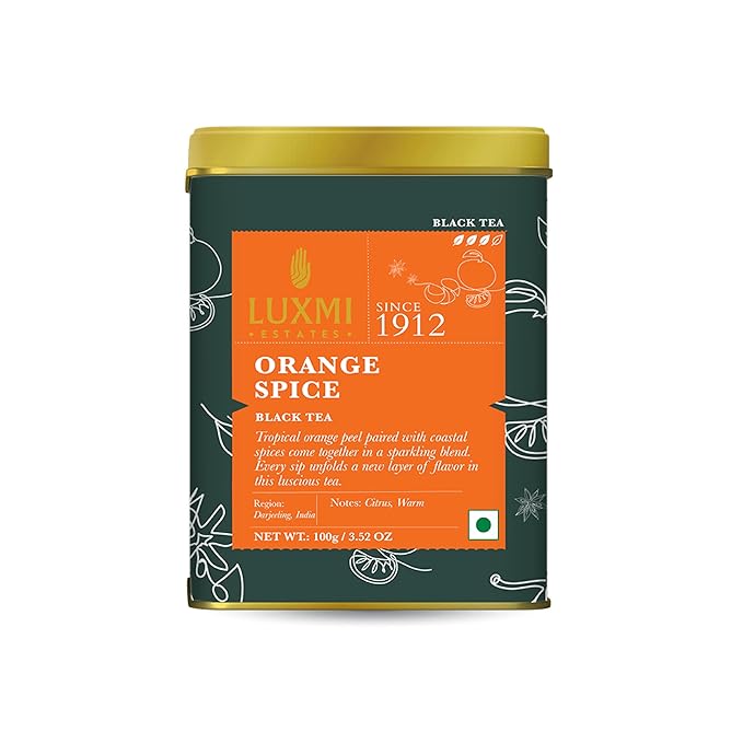 Luxmi Estates - Orange Spice - Organic Black Darjeeling Tea - Loose Leaf - 100g (50 cups), Limited Fall Tea, Special Edition Autumn Tea, Smooth