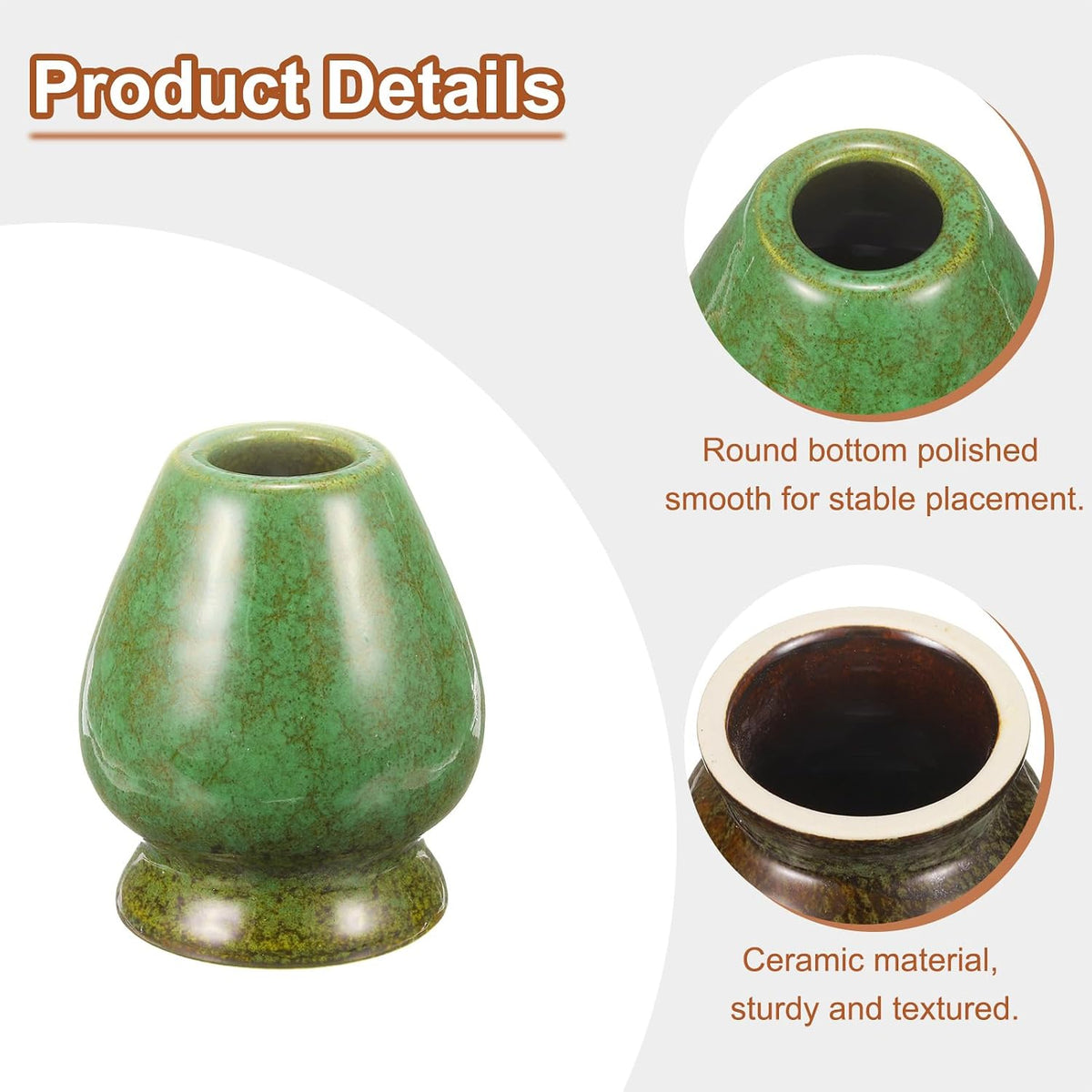 HARFINGTON Ceramic Chasen Stand 70mm Matcha Whisk Holder Teas Set Whisks Stand Traditional Matcha Tea Chasen Holder Tea Set Accessories for Tea Tasting, Gradient Green