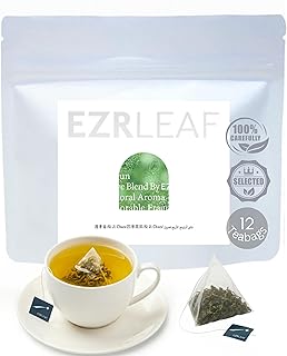 Premium Four Seasons Spring Oolong TeaBags 12 Count - Taiwan Si Ji Chun Whole Leaf Loose Pyramid Tea Bags, Floral Smooth Taste Portable Resealable Pack