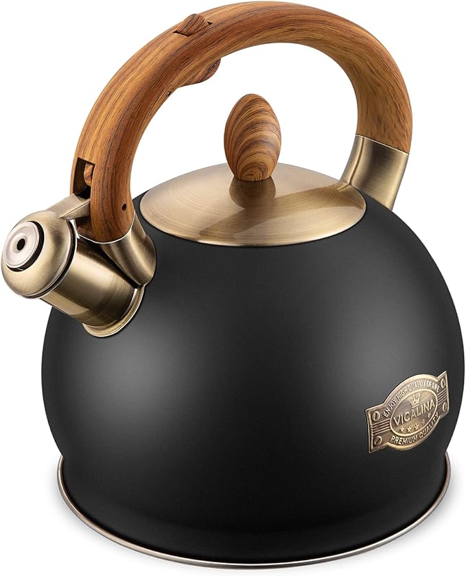 Tea Kettle & Tea Pot, 2.64 Quart Food Grade Stainless Steel Induction Whistling Tea Kettle for Stove Top Home Daily Use Teapot with Cool Touch