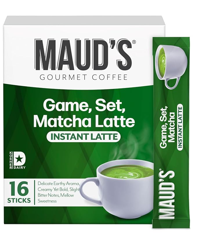Maud's Matcha Latte Instant Packets, 16 ct, Instant Hot or Iced Matcha Latte - Just add water