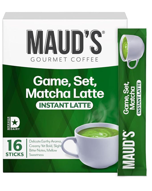 Maud's Matcha Latte Instant Packets, 16 ct, Instant Hot or Iced Matcha Latte - Just add water