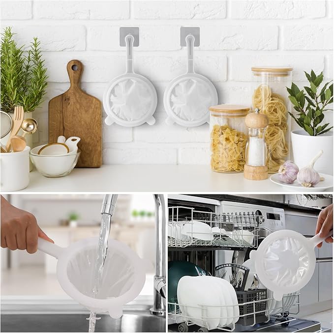 Premium Multi-Mesh Strainer Set, 4 Pack - 100/200/300/400 Mesh, Nylon & Plastic Fine Mesh Sieve for Tea, Coffe, Nut Milk, Juice, Broth, Smoothies