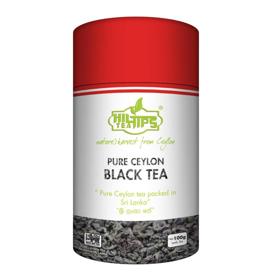 Loose Leaf, Pure Ceylon Black Tea 100g, Exquisite Blend, Hiltips, In Reusable Round Caddy