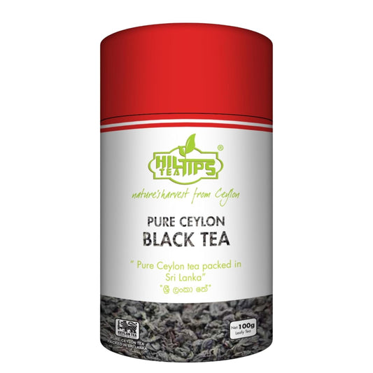 Loose Leaf, Pure Ceylon Black Tea 100g, Exquisite Blend, Hiltips, In Reusable Round Caddy