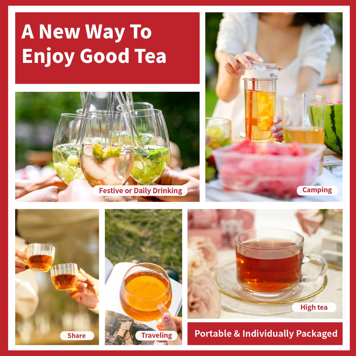 QIRIYUANYE Cold Brewed Instant Tea Powder - Original Flavored Black Tea - Sugar Free - Makes 12 Cups