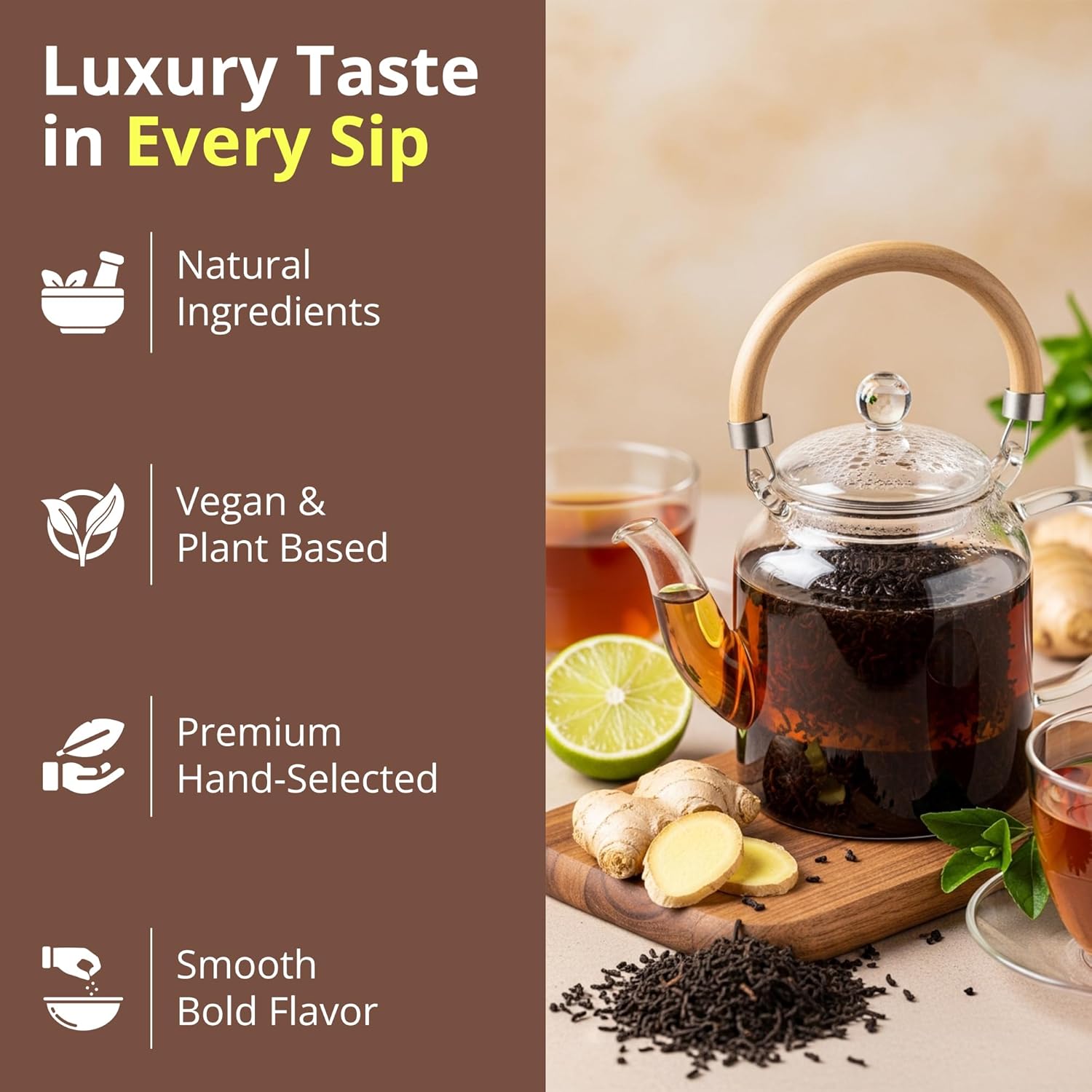 Premium Ceylon Black Tea | 60g (2.12 oz) – 30 Pyramid Tea Bags | Whole Leaf Ceylon Tea from Sri Lanka (Ceylon) | Bold & Bright Flavor with Delicate Hints of Fruit & Spice | Fragrant Tales