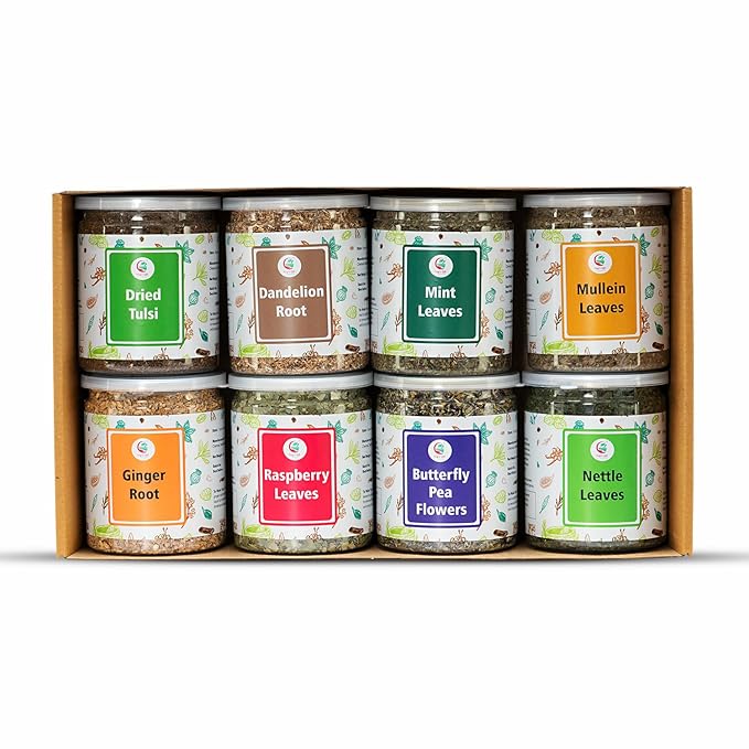 Loose Leaf Tea Set, Upto 450 Servings, Set of 8 teas for Wellness and Flavor Enthusiasts, Experience Blissful Infusion & Refreshing Aromatic Teas!