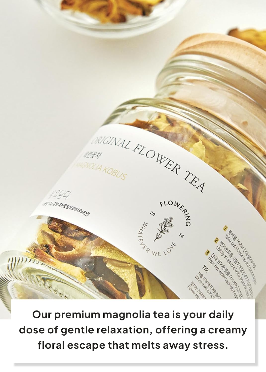 Korean Food KKOKDAM Magnolia Flower Tea, Decaf Floral Blend Sugar Free, 10g